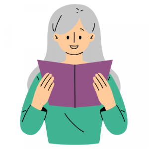 Dessin d'une femme lisant un livre