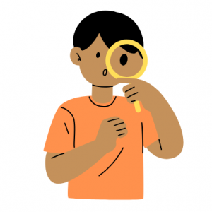 Dessin d'un garçon regardant dans une loupe