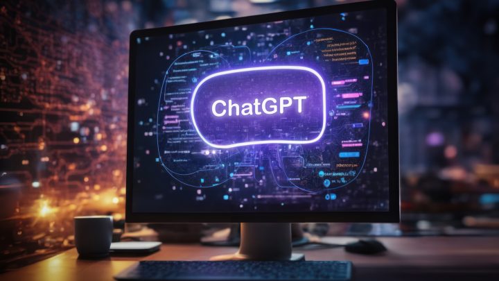 Image générée par IA présentant un écran d'ordinateur affichant les mots "ChatGPT"