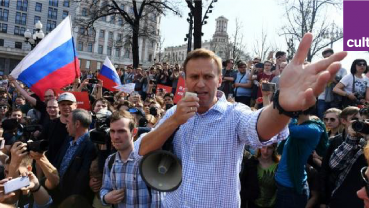 Navalny, lors d'une manifestation de l'opposition à Moscou, en 2018