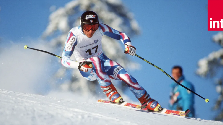 Franck Piccard, skieur alpin français, premier champion olympique de super-G en pleine descente